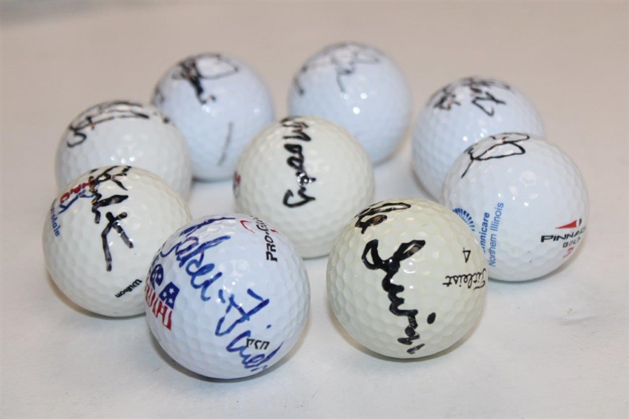 Moody, North, Irwin, Curtis & Five (5) other Major Champs Signed Golf Balls JSA ALOA