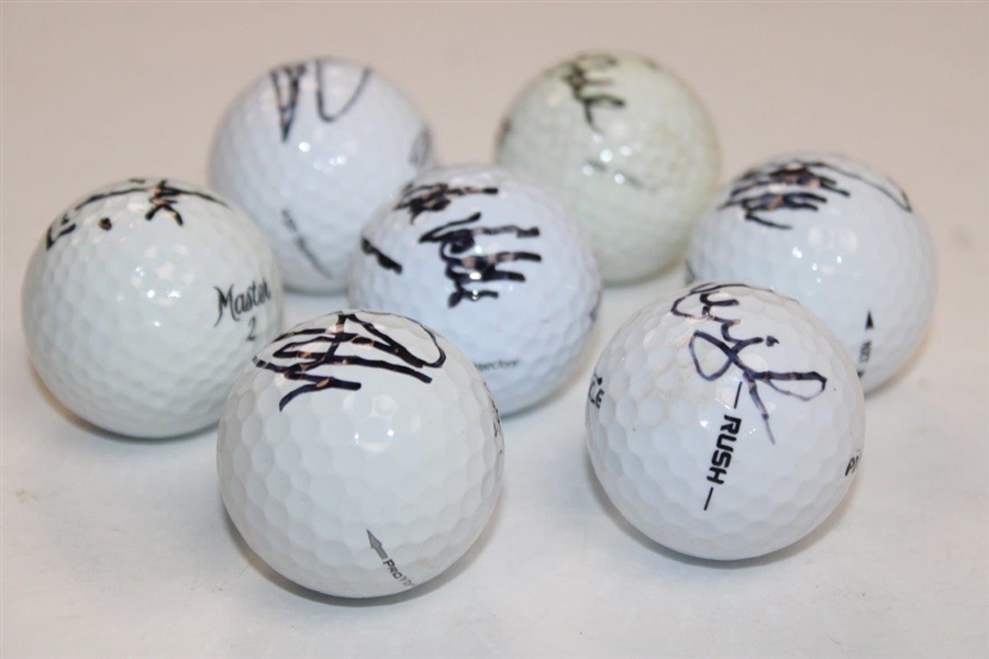 Jean van de Velde, Casey & Five (5) other Golf Stars Signed Golf Balls JSA ALOA