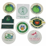 Eight (8) Bag Tags from Butler National, Medinah, St. Andrews, Pebble Beach & others