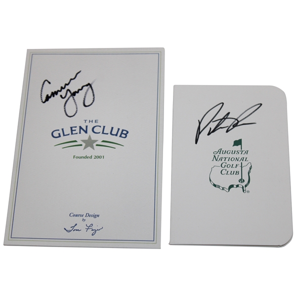 Patrick Reed & Cameron Young Signed Scorecards - Augusta National & The Glen Club JSA ALOA