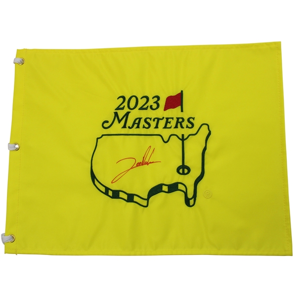 Champ Jon Rahm Signed 2023 Masters Tournament Embroidered Flag JSA ALOA