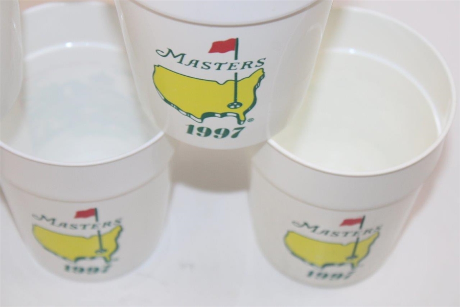 Six (6) 1997 Masters Tournament Logo White Plastic Cups