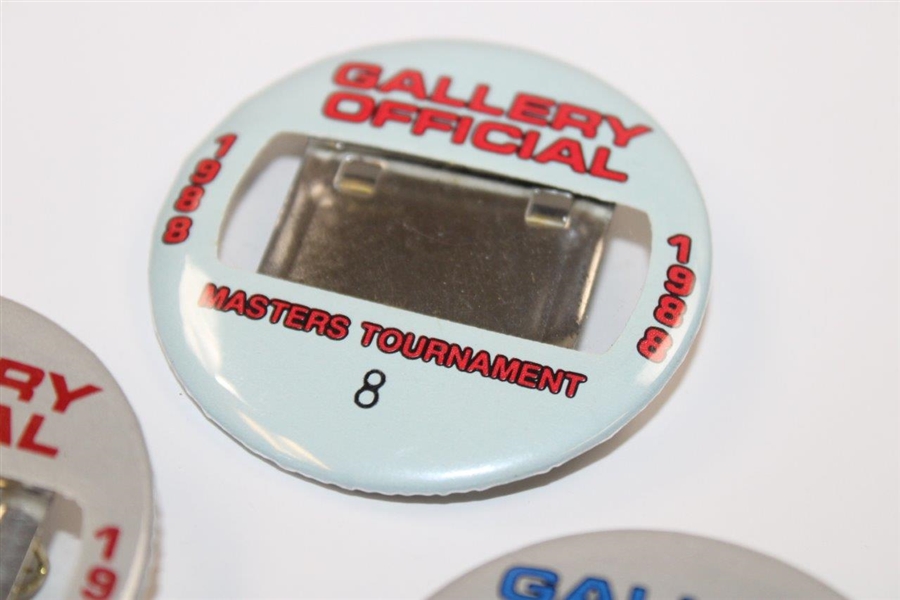 Six (6) Masters Tournament Gallery Official Badges - 1980-1982, 1985, 1987 & 1988