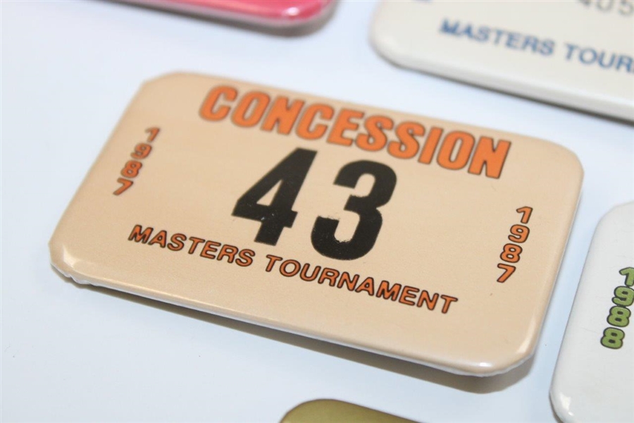 Seven (7) Masters Tournament Employee Badges - 1979, 1987-1988, 1991-1994