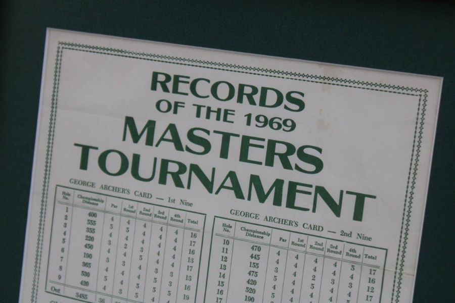 1969 Records of the Masters Tournament Sheet/Guide - Framed
