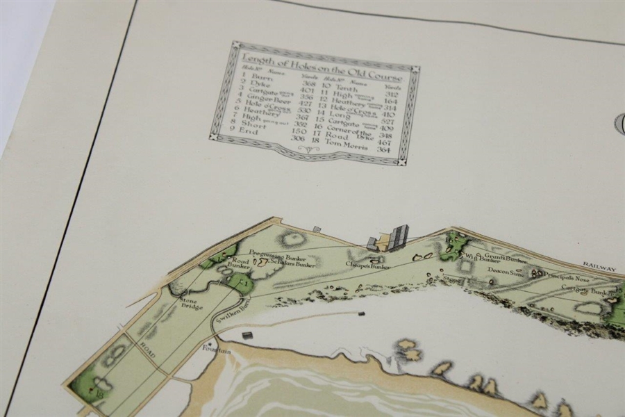 Original 1924 The Old Course St. Andrews Aerial Map Surveyed & Depicted by MacKenzie