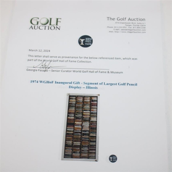 1974 WGHoF Inaugural Gift - Segment of Largest Golf Pencil Display - Illinois