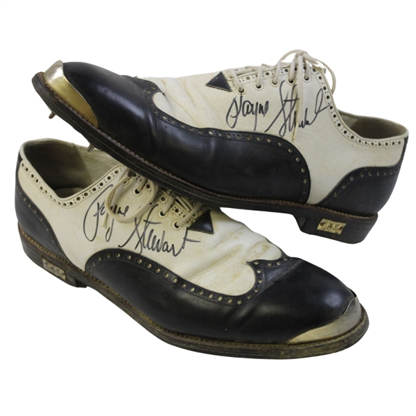 Payne Stewart Signed Tournament Worn Black & White 'Fore' Golf Shoes