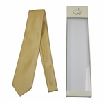 Masters Made in Italy Yellow Gold Silk Tie with Mini Logo Woven Damask Pattern
