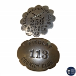 1943 Medinah Country Club A Class Caddy Badge #259 w/Findlay CC #113