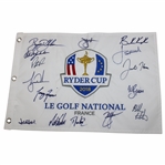 2018 Ryder Cup at Le Golf National Team USA & Captain Signed Embroidered Flag JSA ALOA