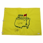 Patrick Reed & Justine Reed Signed 2018 Masters Tournament Embroidered Flag JSA #EE05890