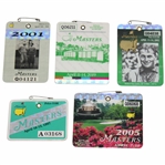 1997, 2001, 2002, 2005 & 2019 Masters Tournament SERIES Badges - All Tiger Woods Masters Wins