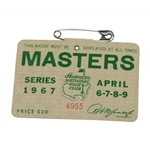 1967 Masters Tournament SERIES Badge #4955 - Gay Brewer Win