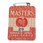 1981 Masters Tournament SERIES Badge #29 - Low Number - Tom Watson Win