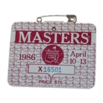 1986 Masters Tournament SERIES Badge #X16501 - Jack Nicklaus Win