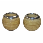 Pair of Sterling Rim Line Cut Gutty Ball Match Holders
