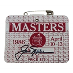 Jack Nicklaus Signed 1986 Masters Tournament SERIES Badge #A248 JSA ALOA