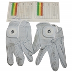 Gary Player Signed Scorecard with Two (2) Personal Used Black Knight Logo Golf Gloves - Nielson Collection