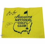 Jack Nicklaus & Gary Player Signed Augusta National Member Flag w/Dates Won JSA ALOA