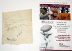Ralph Guldahl, Gene Sarazen, Dick Metz Signed Page. CoA from JSA.
