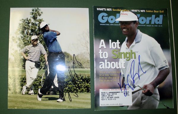 Vijay Singh Signed 8X10 photo and Golf World Magazine