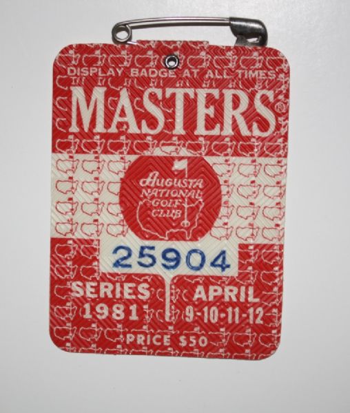 1981 Masters Tournament Badge