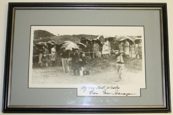 Black & White Photo Framed and Autographed "My Very Best Wishes From Gene Sarazen"