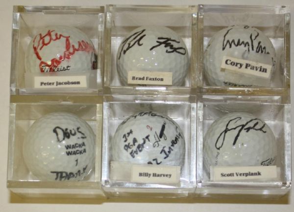 Lot of 6 Auto balls: Pavin, Harvey, Verplank, etc