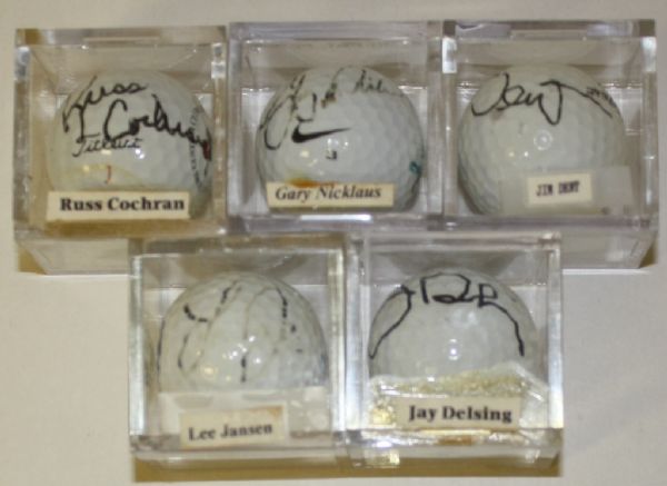 Set of 5 Auto Balls: Dent , Cochran, Delsing, Jansen, Nicklaus