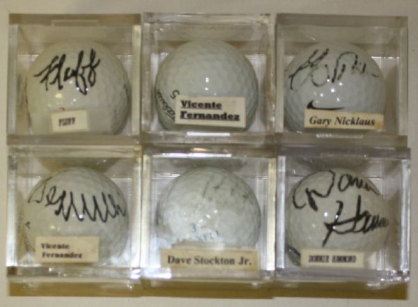 Set of 6 Auto Balls: 2 Fernandez, Fluff, Hammond, Nicklaus, Fluff