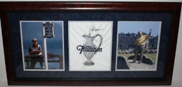 Jack Nicklaus Signed flag w/US and British Open photos JSA Full Letter of Authenticity