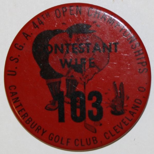 1940 US Open Championship Contestant Wife Badge from Canterbury Golf Club Lawson Little Withstands Sarazens Charge