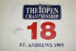 Jack Nicklaus Autographed 1995 St. Andrews British Open Pin Flag