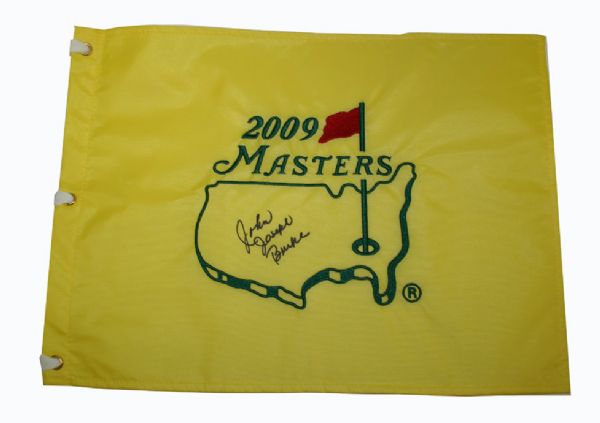 Jack Burke Autographed with full name - John Joseph Burke - Masters Pin Flag JSA COA