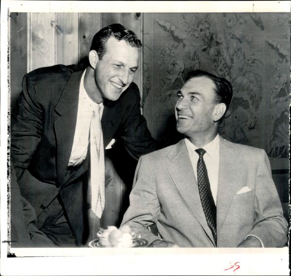 Ben Hogan Wire Photo with Stan Musial after winning Triple Crown 7/26/1953 NEAT PHOTO!