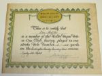 Walter Hagen Signed Hole In One Club Certificate.
