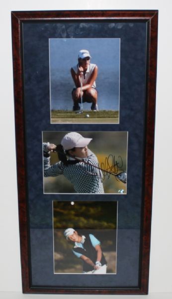 Three 8 X 10 Photos, one Signed of Michele Wie Deluxe Framed
