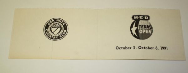John Dalys Score Card 1991 Texas Open