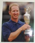 David Duval Autographed 8x10 with Open Championship Trophy JSA COA