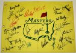 Undated Masters flag autographed by 28 Champions TIGER, ARNIE, JACK, PHIL +24 More JSA COA