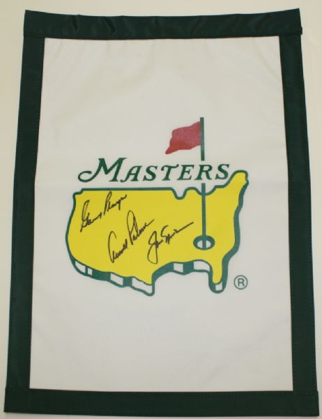 Masters Garden Flag Signed by the Big Three - Gary Player, Arnold Palmer, and Jack Nicklaus