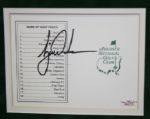 Matted Tiger Woods Signed Masters Scorecard W/JSA Cert B48725