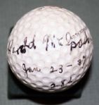 Harold JUG McSpaden Signed Vintage 1937 Golf Ball