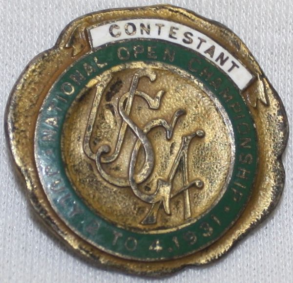 1931 U.S. Open Contestant Badge Inverness Club Toledo, Ohio