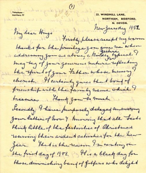 1952 J.H. Taylor 4 Page Handwritten Letter with Full Signature