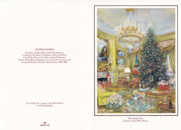 1991 Official White House Christmas Card Hand Signed by President George H. W. Bush and Mrs. Barbara Bush