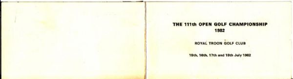 1982 - 111th Open Championship Offical Scorecard - Royal Troon Golf Club