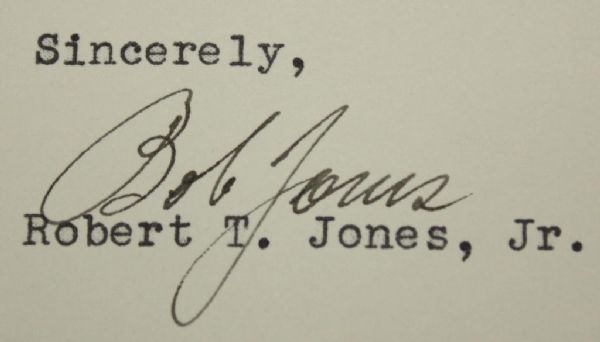 Bobby Jones TLS- Augusta National, Clifford Roberts Content-Full Name Bob Jones Autograph