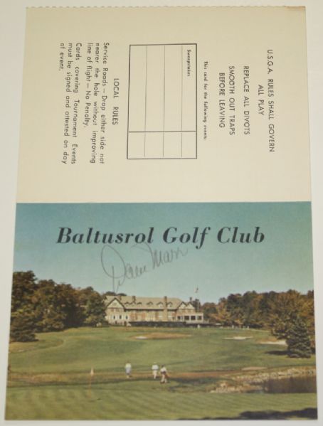 Dave Marr Signed 1967 Official Baltusrol Scorecard - Signed at 1967 US Open